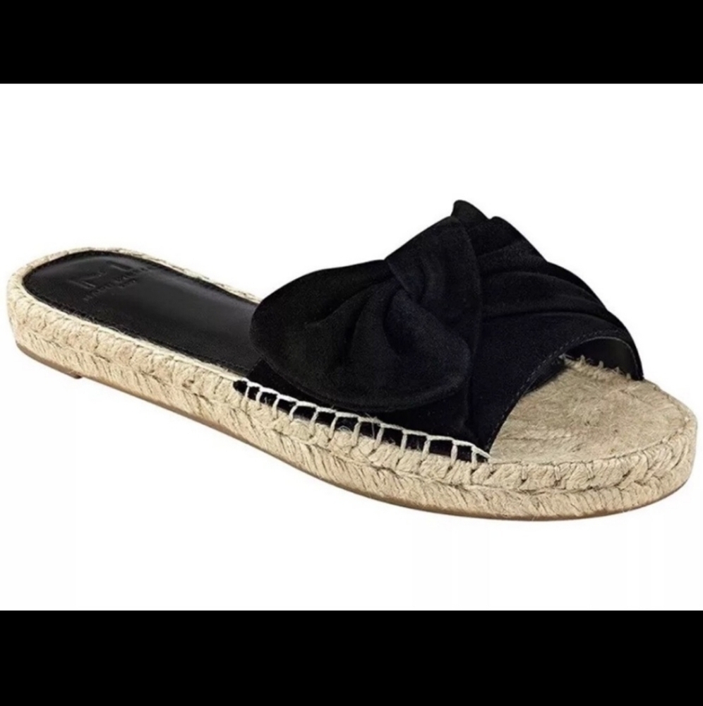MARC Fisher Black Valley Suede Bow Espradille Slide Sandals